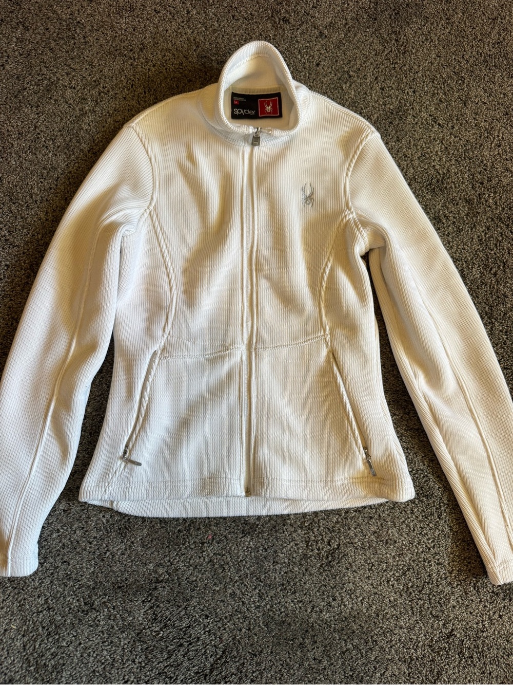 Spyder Women's White Ribbed Full-Zip Utility Jacket